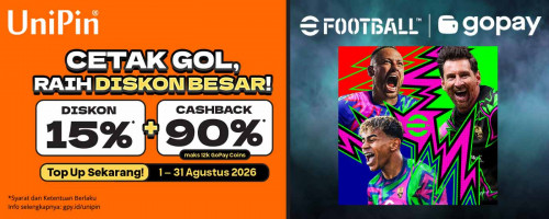 Top Up eFootball Makin Untung! Diskon 15% + Cashback GoPay Coins